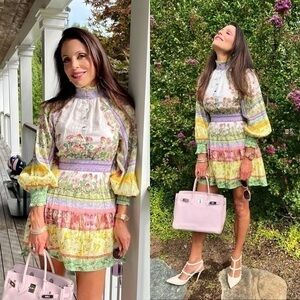 Alice + Olivia Lavinia Floral Blouson Sleeve Mini Dress NWT Size 8